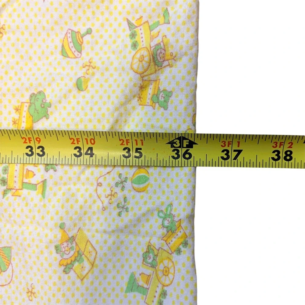 Vintage Carters Yellow Polka Dot Circus Train Crib Sheet Cover Cotton 24x38